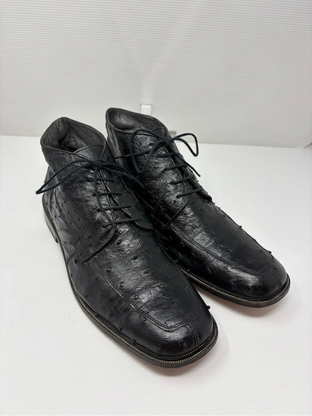 Los Altos Exotic Genuine Black Ostrich Dress Ankle Boots Leather Size 11 Mex 30